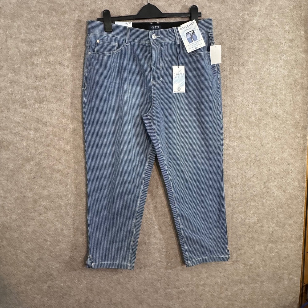Curve Appeal Pinstripe Jeans Women 14 Pinstripe Tummy Tuck Comfort Waist Casual